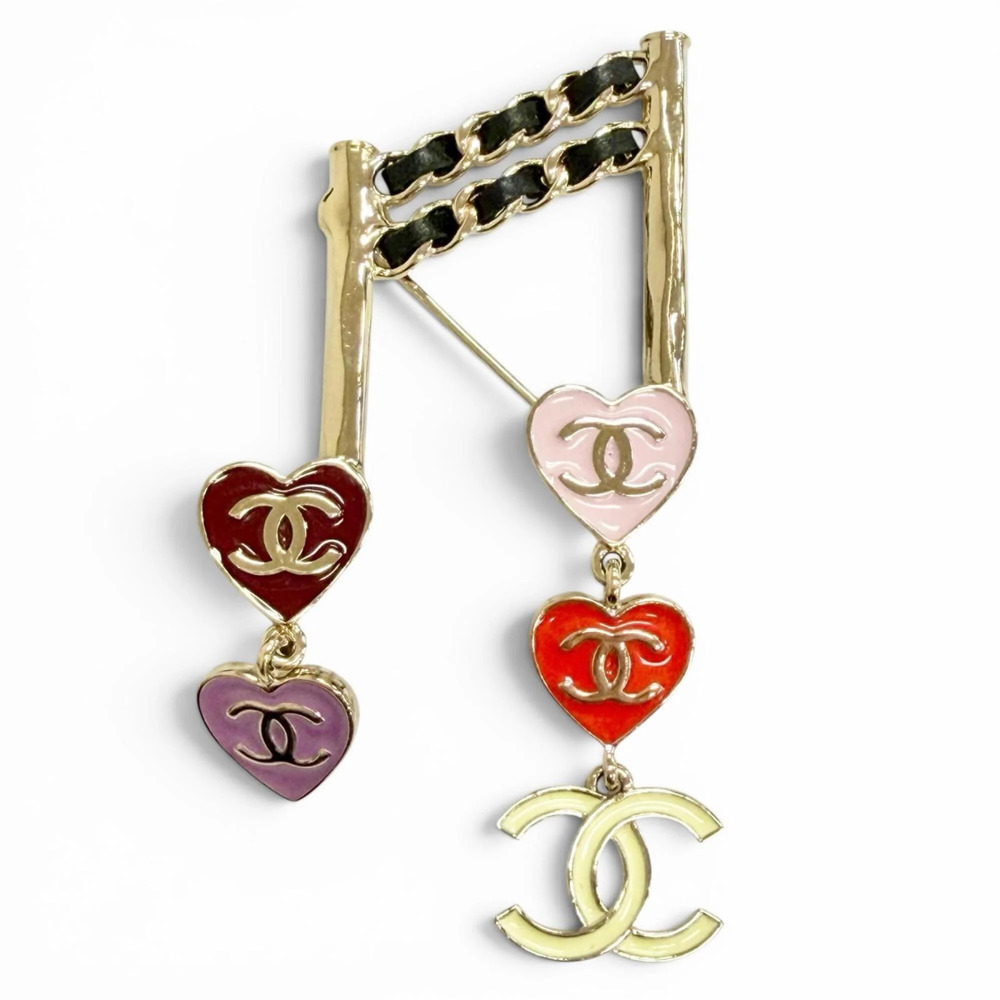 CHANEL Black Logo Brooch